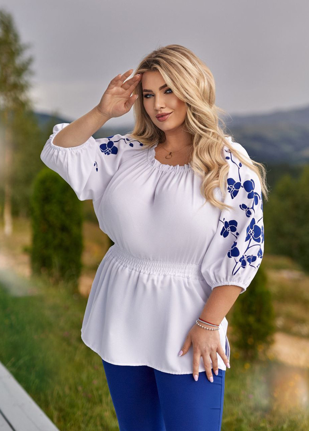 Синий демисезонный комплект (блуза, брюки) No Brand