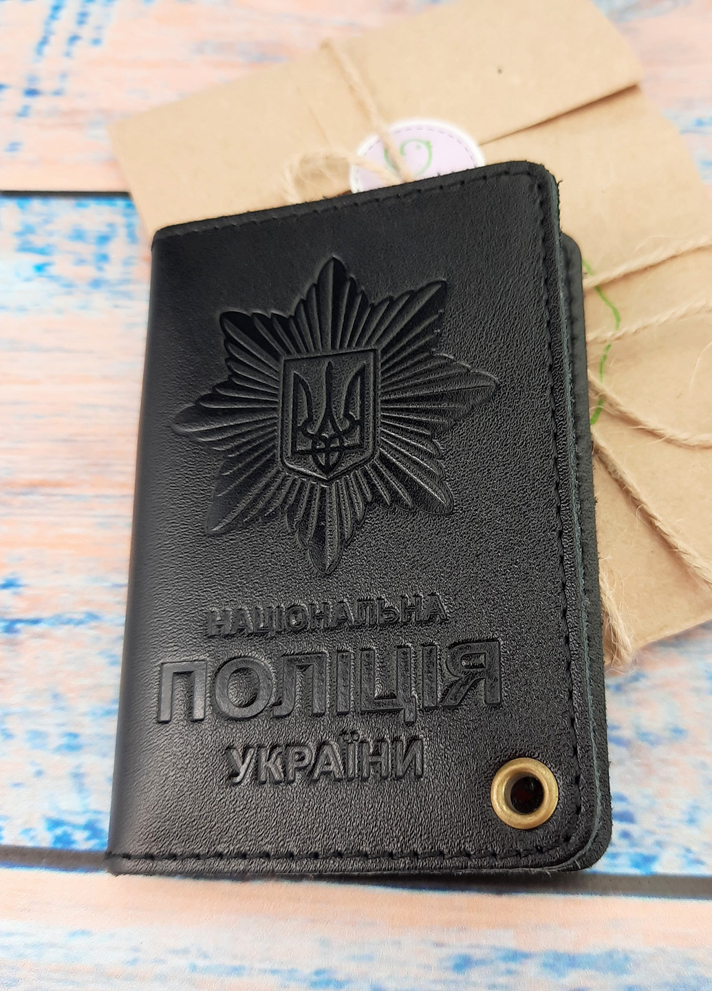 Обкладинка на посвідчення Національної поліції України шкіряна чорна ST (236902185)