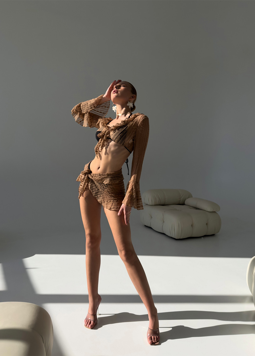 Комбінований літній купальник (накидка, спідниця, ліф, трусики) роздільний NOVA VEGA