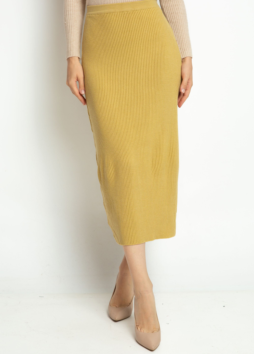 Оливковая кэжуал однотонная юбка Time of Style