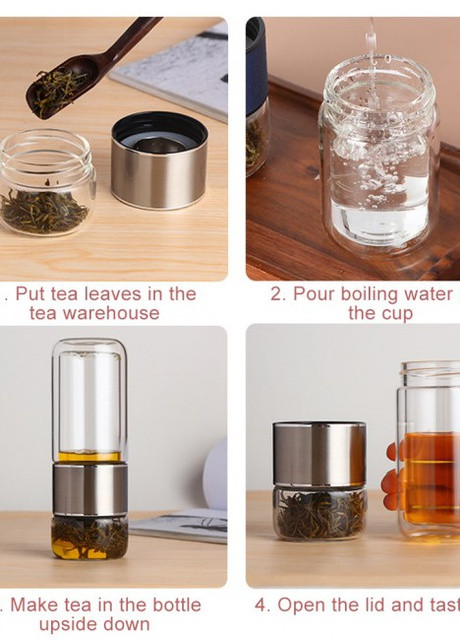 Стеклянная бутылка с двойными стенками для заварки чая Infuser, 400 мл More (253856168)