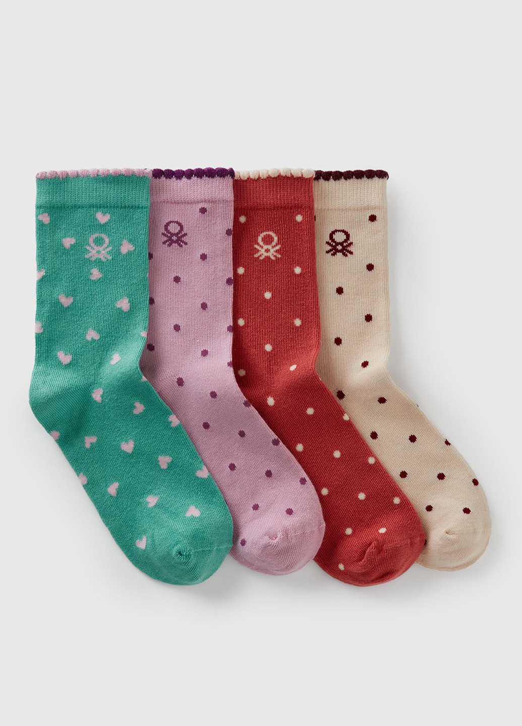 Красные носки (4 пары) United Colors of Benetton горошки демисезон (367063778)