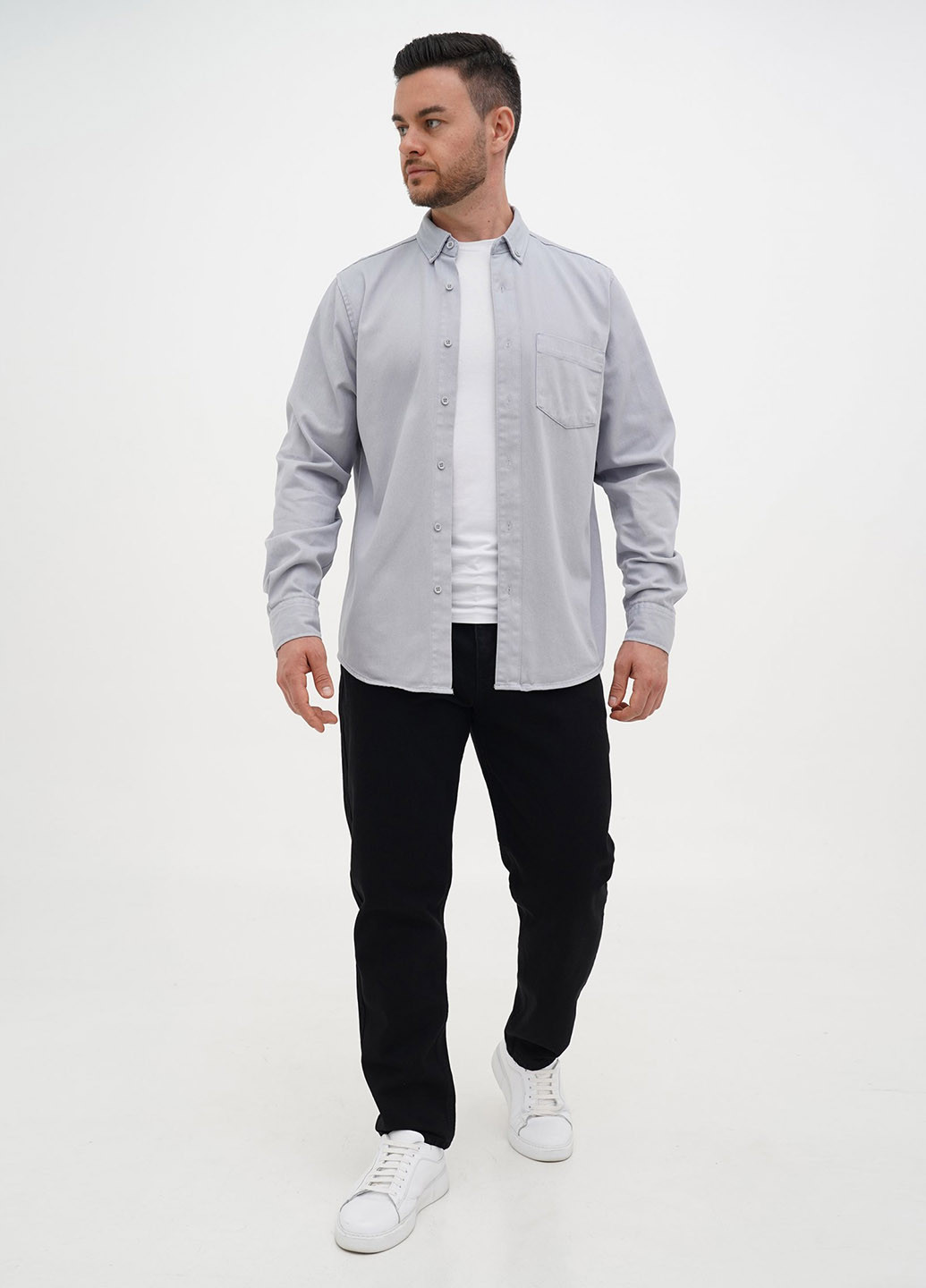 Светло-серая джинсовая рубашка однотонная Trend Collection