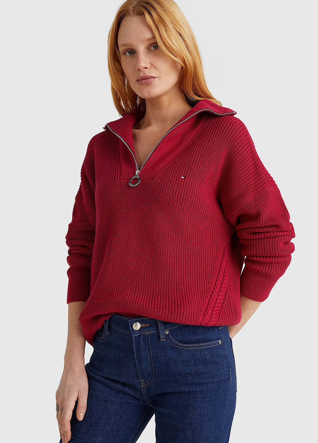 Бордовый зимний свитер Tommy Hilfiger