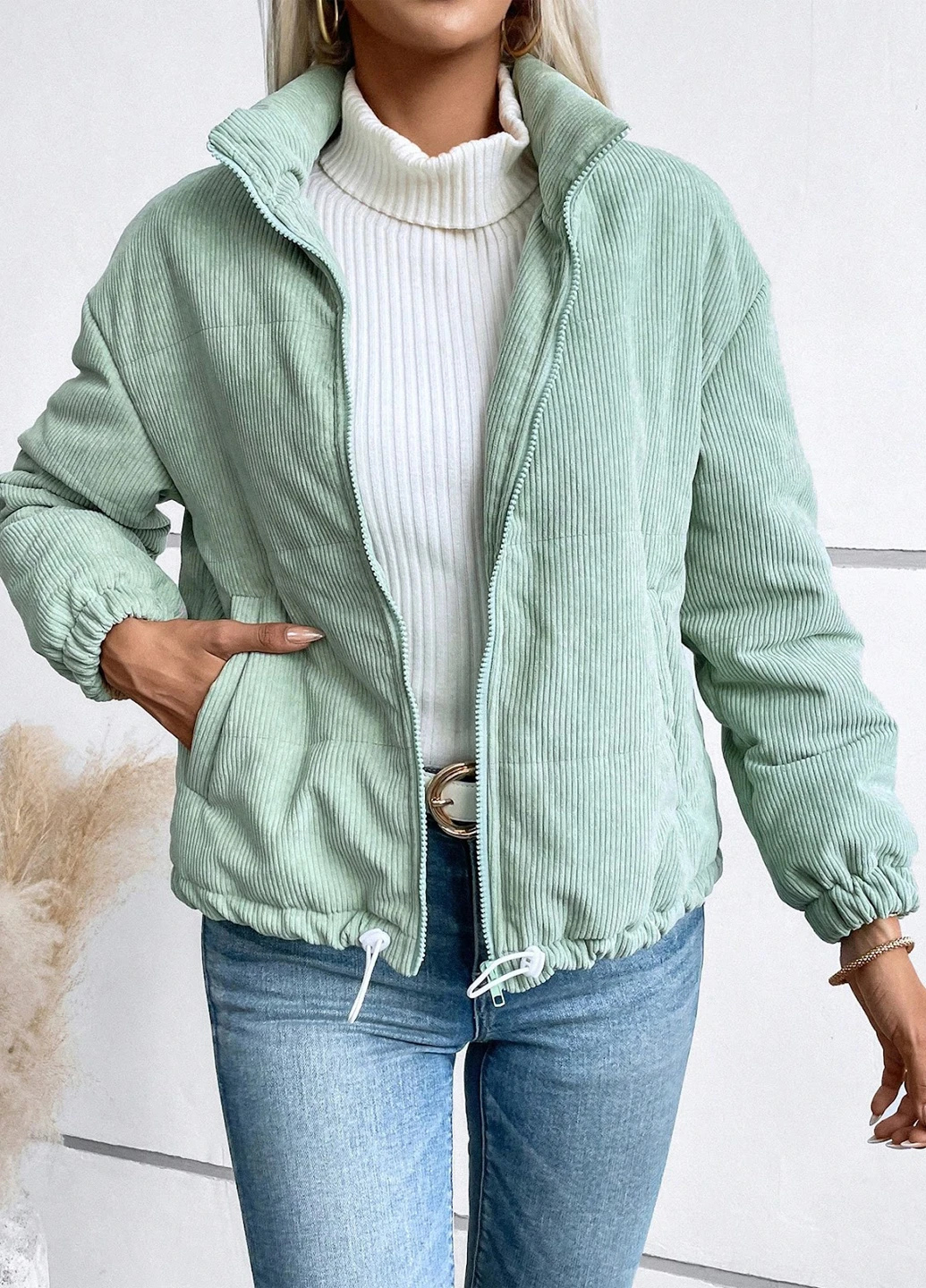 Мятная демисезонная куртка SHEIN