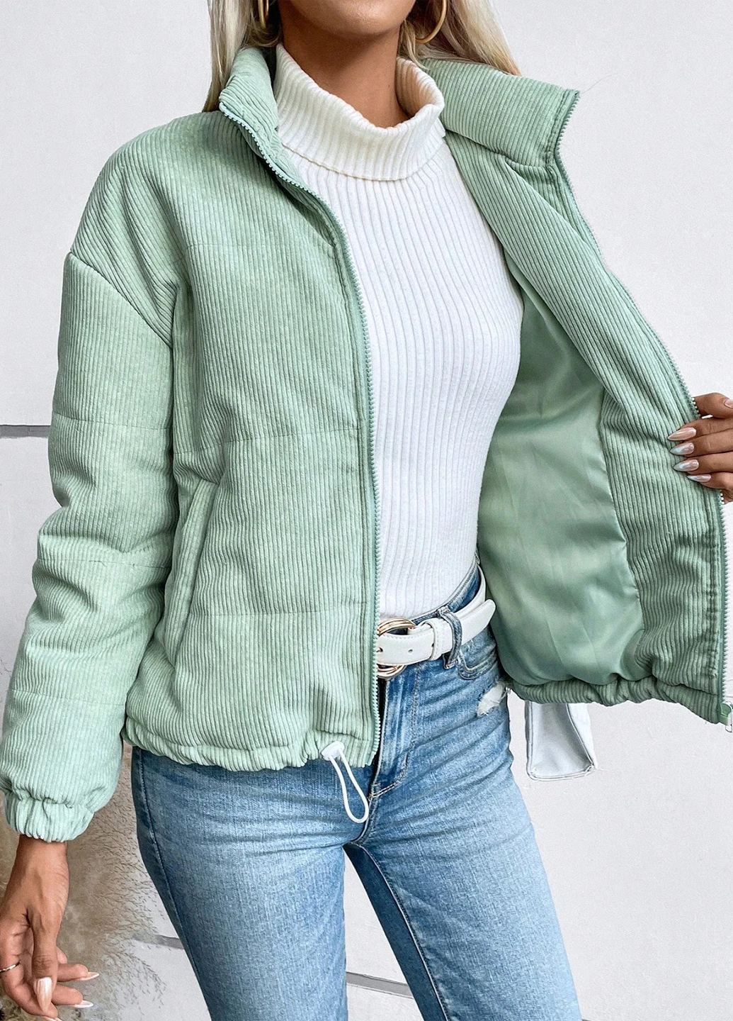 Мятная демисезонная куртка SHEIN
