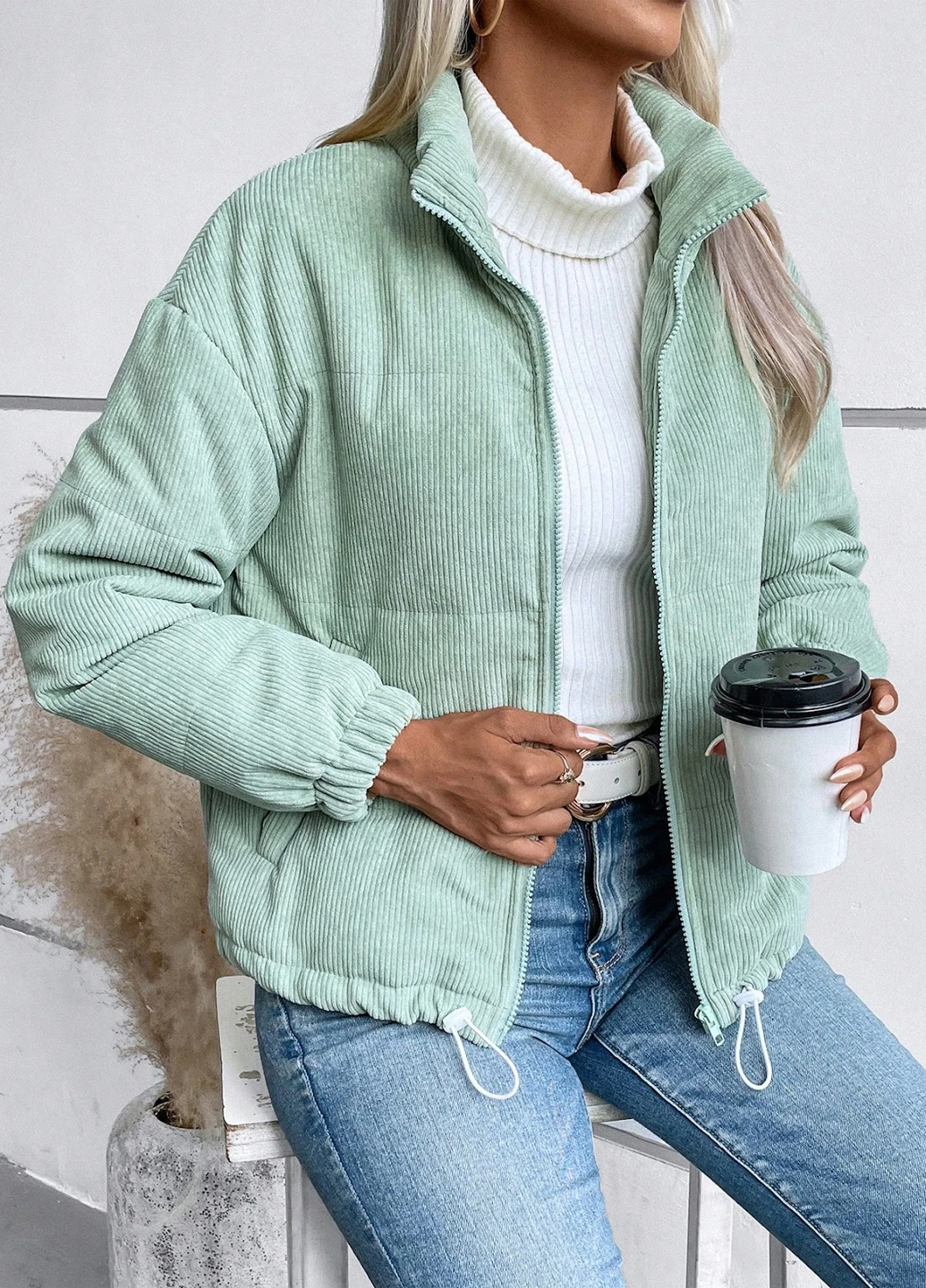 Мятная демисезонная куртка SHEIN