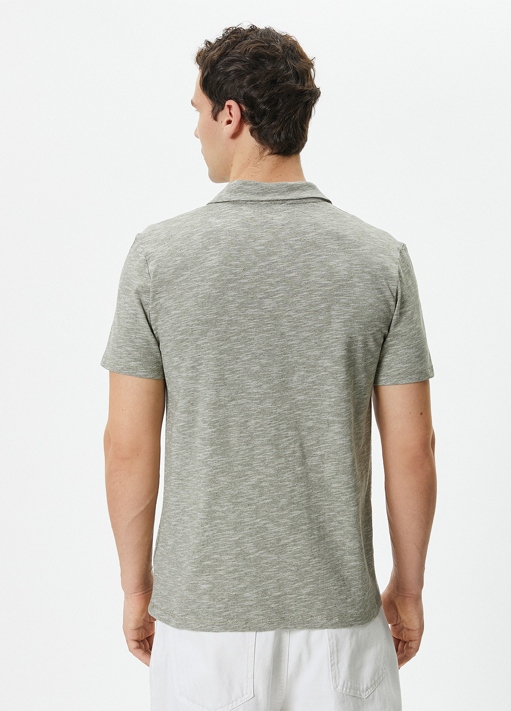 Светло-серая футболка-поло для мужчин KOTON меланжевая