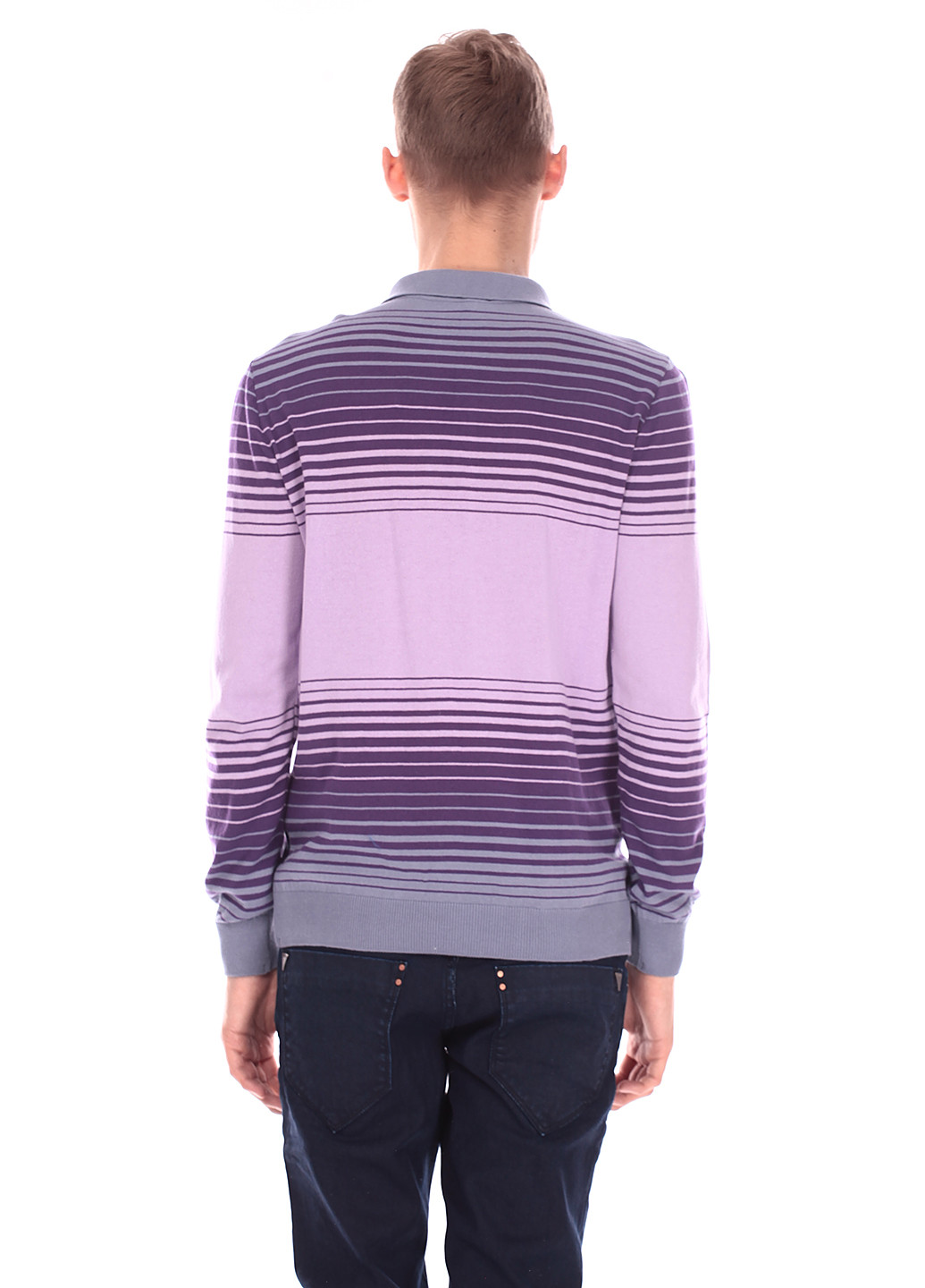 Светло-фиолетовая футболка-поло для мужчин Folgore Milano в полоску