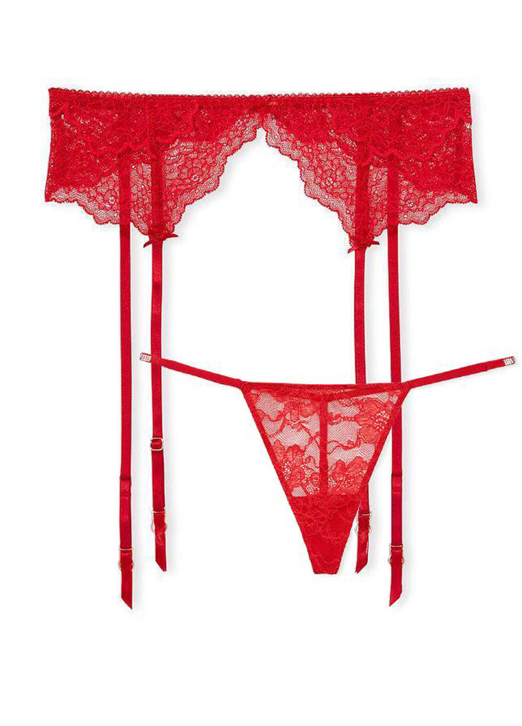 Червоний демісезонний комплект (пояс для панчох, трусики) Victoria's Secret