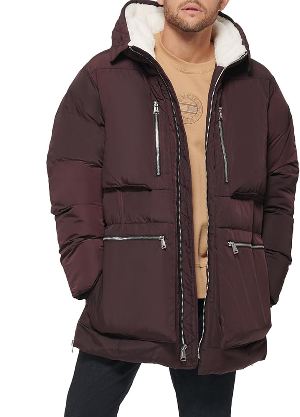 Бордовая зимняя куртка Tommy Hilfiger