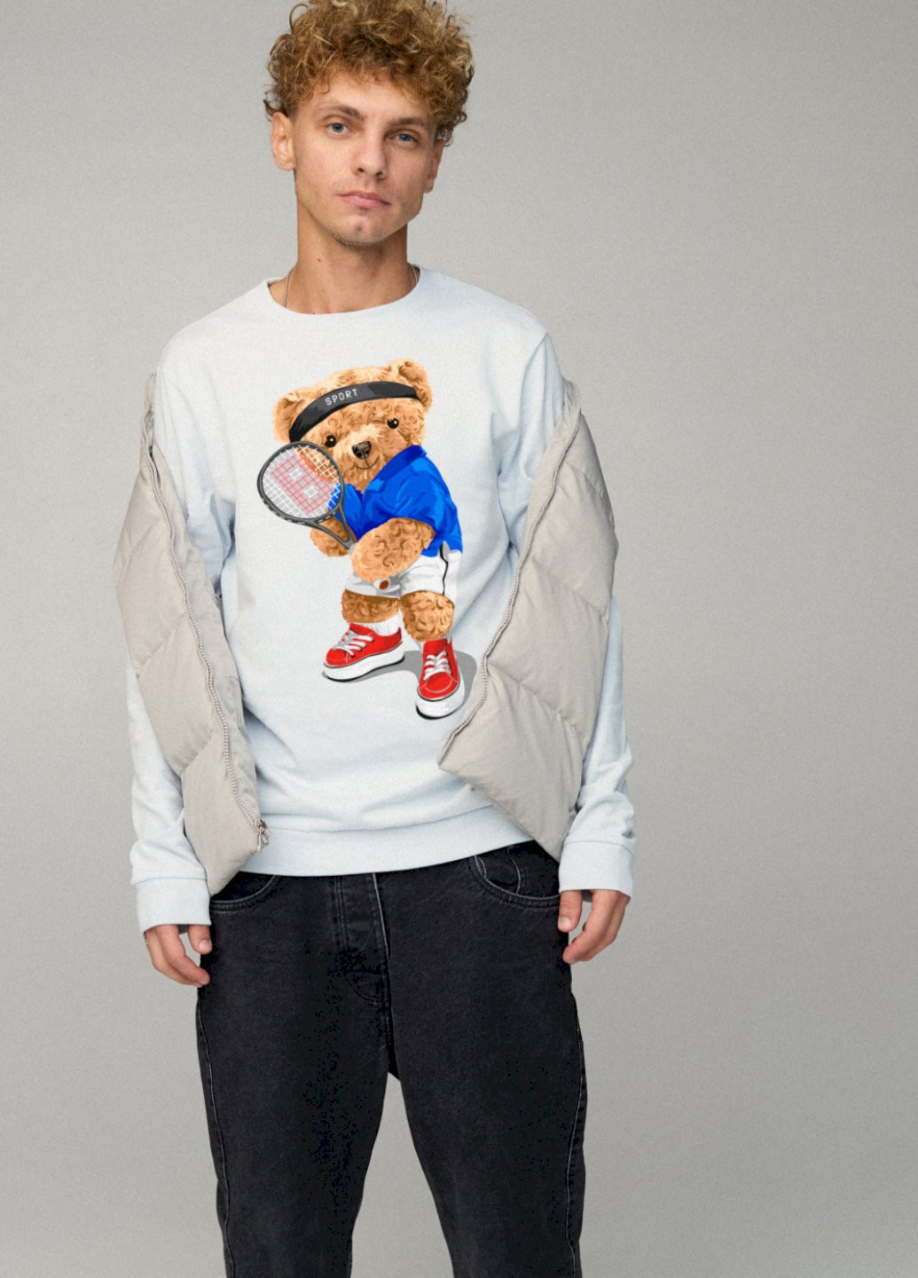 Светло-голубой свитшот мужской basic /no flis/ YAPPI (252259218)