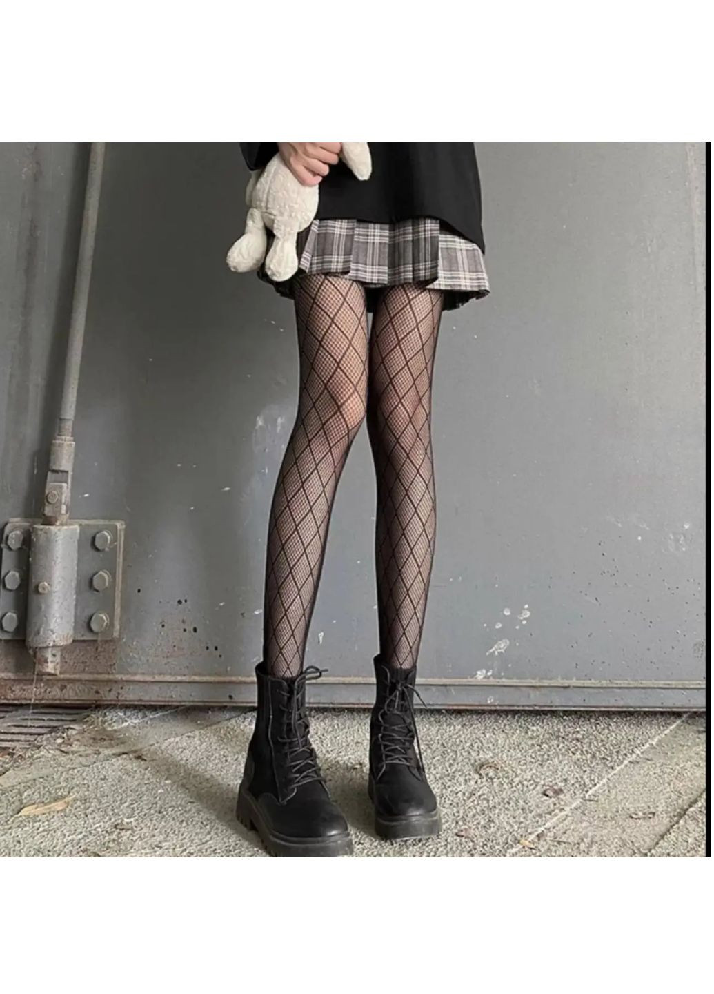 Черные колготы в сетку с рисунком ромб S/L No Brand (253517640)