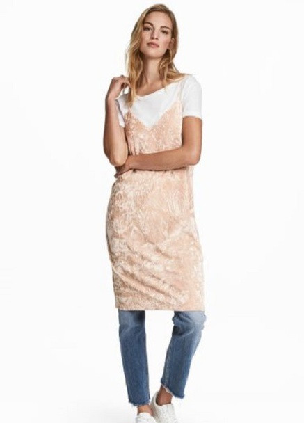 Светло-бежевое кэжуал платье H&M однотонное