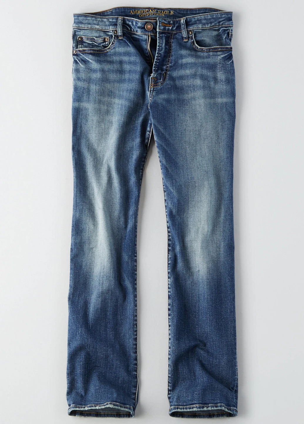 Синие демисезонные прямые джинсы American Eagle