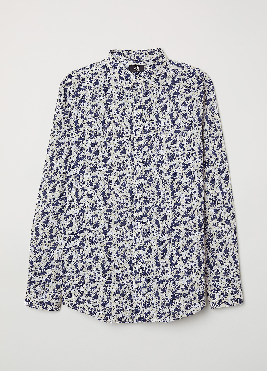 Синяя кэжуал рубашка с абстрактным узором H&M