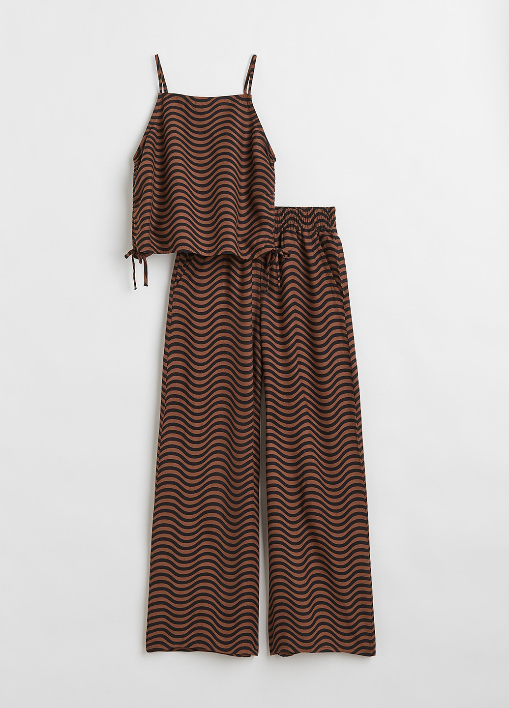Коричневий літній костюм (топ, брюки) H&M