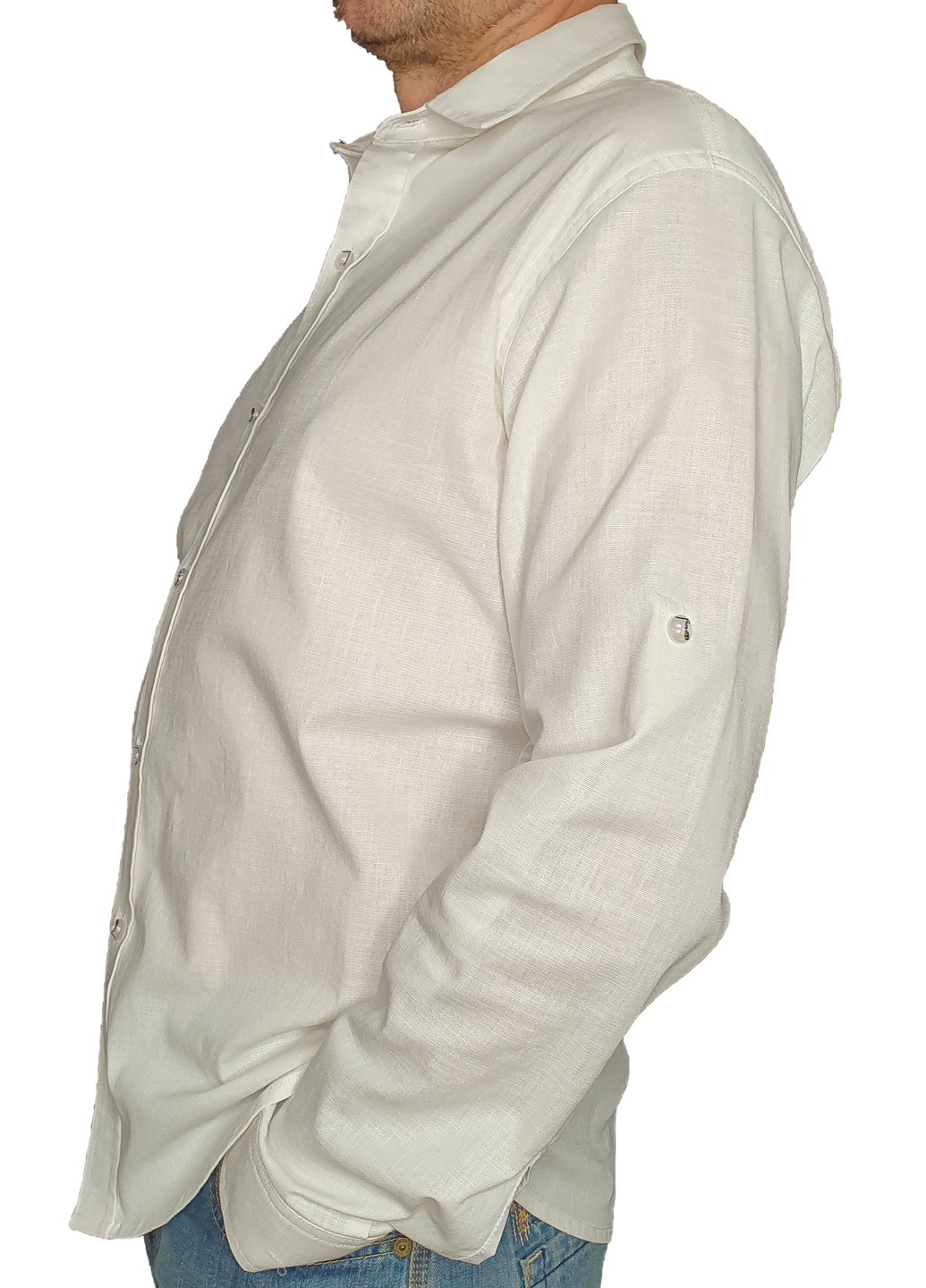 Белая кэжуал рубашка однотонная No Brand