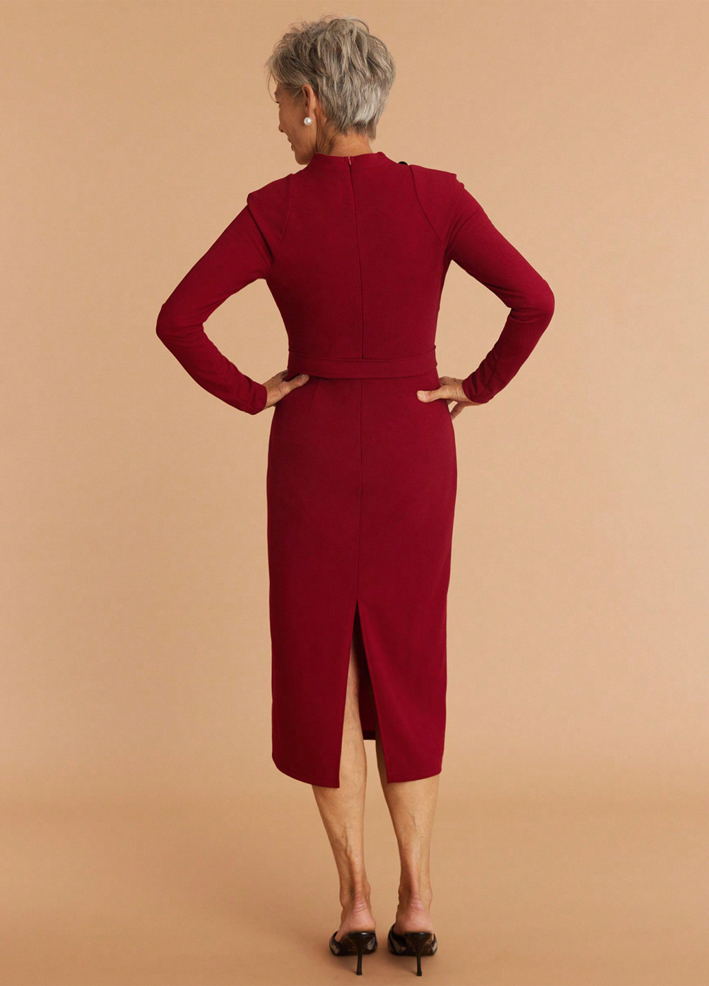 Бордова кежуал сукня футляр SHEIN однотонна