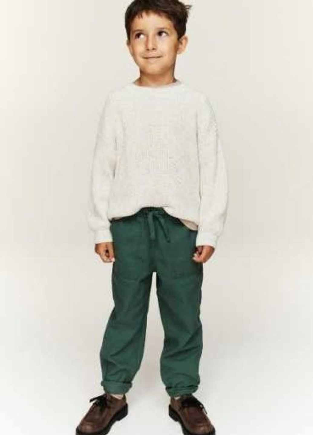 Темно-зеленые кэжуал демисезонные брюки прямые H&M