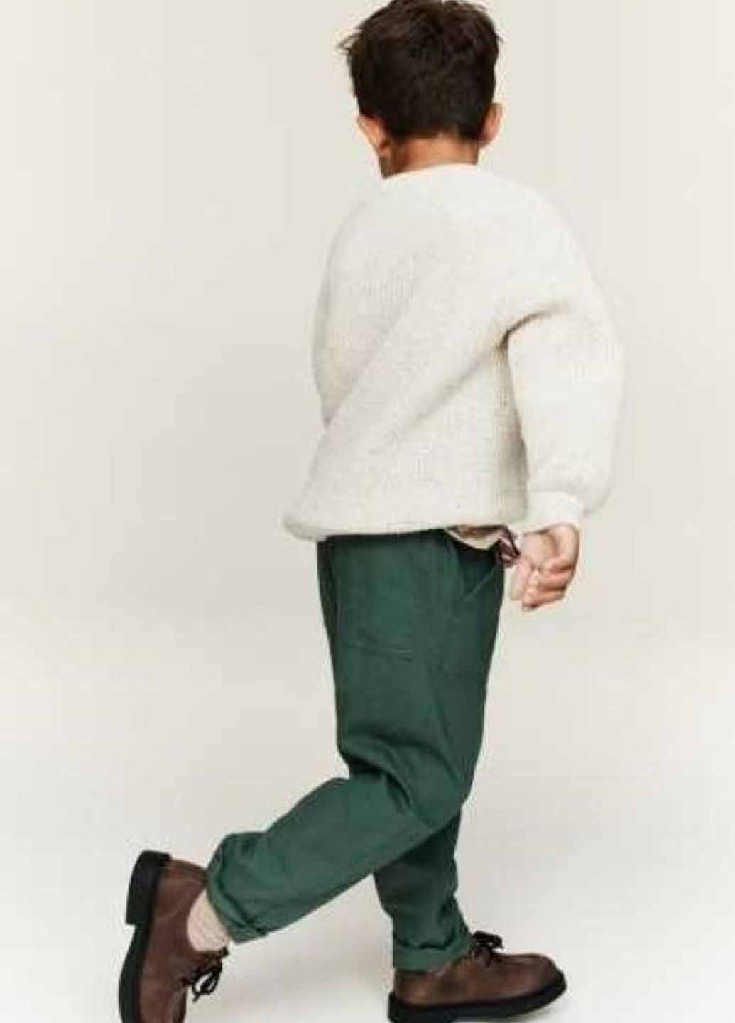 Темно-зеленые кэжуал демисезонные брюки прямые H&M