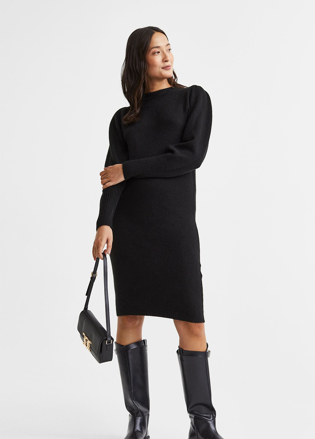 Чорна кежуал сукня зимова сукня светр H&M однотонна