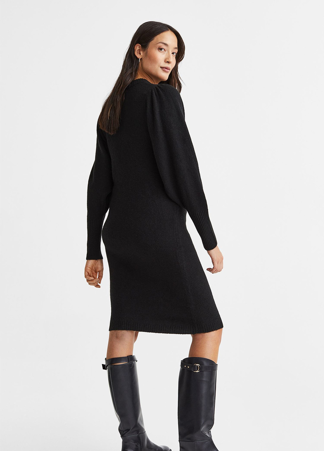Чорна кежуал сукня зимова сукня светр H&M однотонна