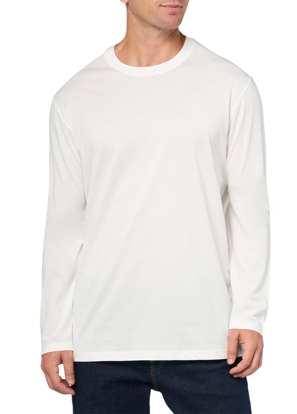 Молочный демисезонный кэжуал лонгслив Armani Exchange однотонный