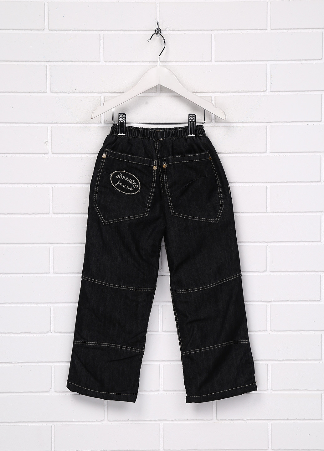 Черные зимние прямые джинсы Одягайко