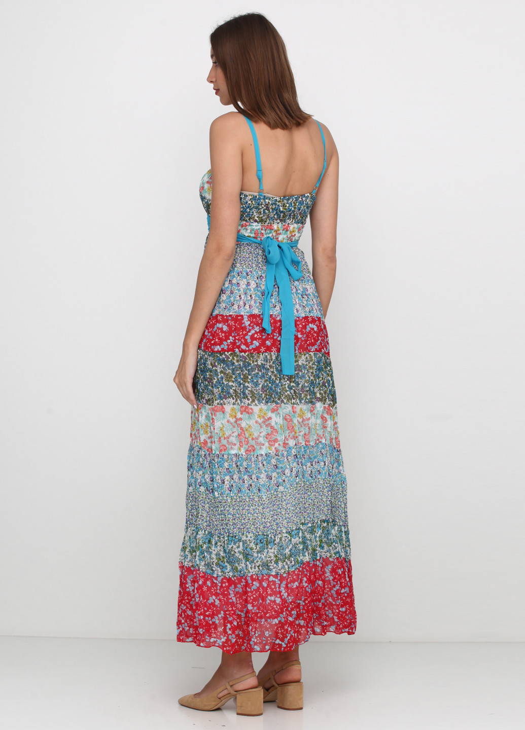 Блакитна кежуал сукня в грецькому стилі Whole Folks з квітковим принтом