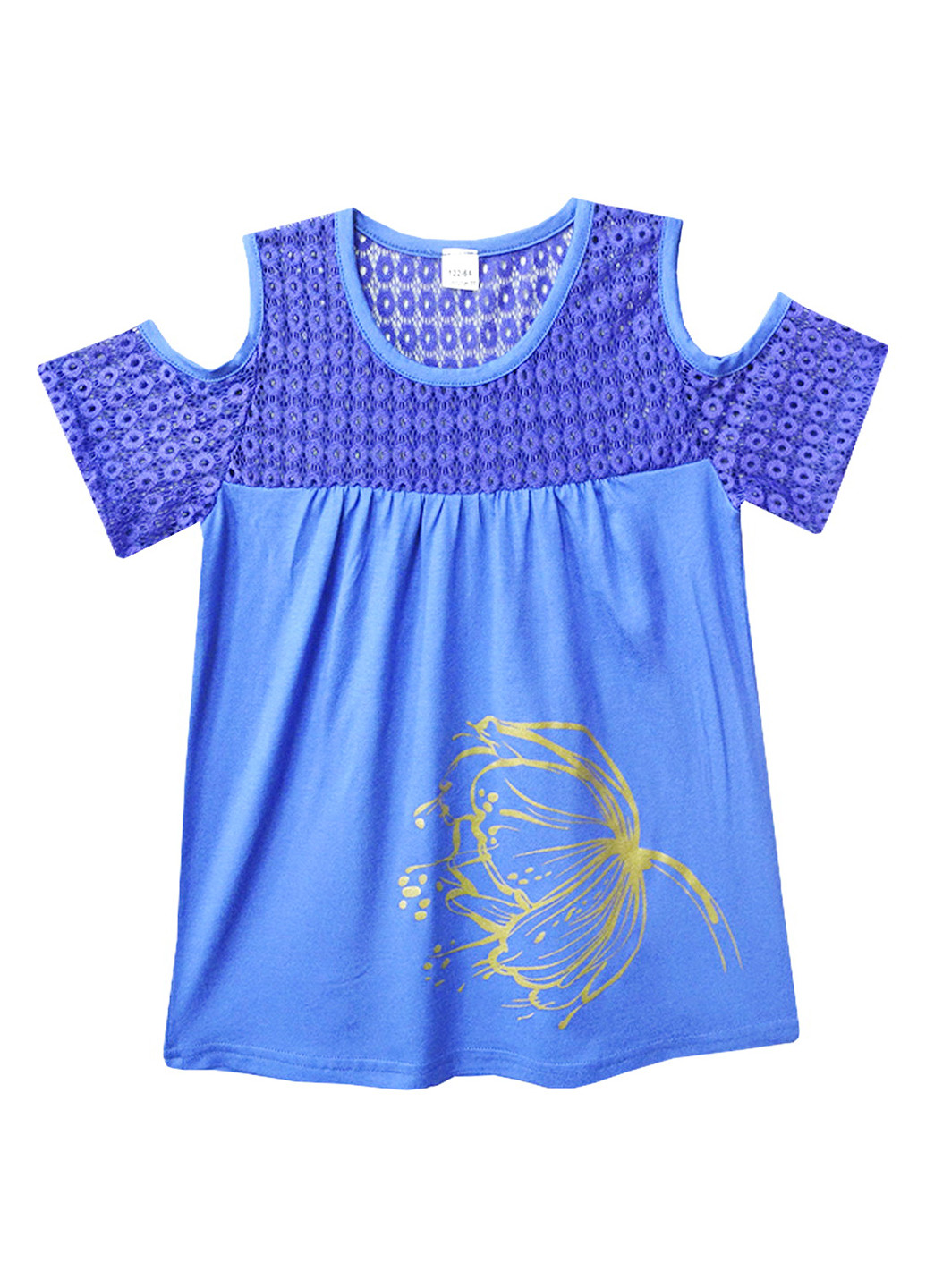 Синяя с рисунком блузка Клим летняя