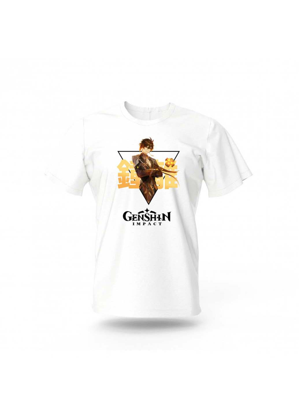 Белая футболка Fruit of the Loom Чжун Ли Геншин Импакт