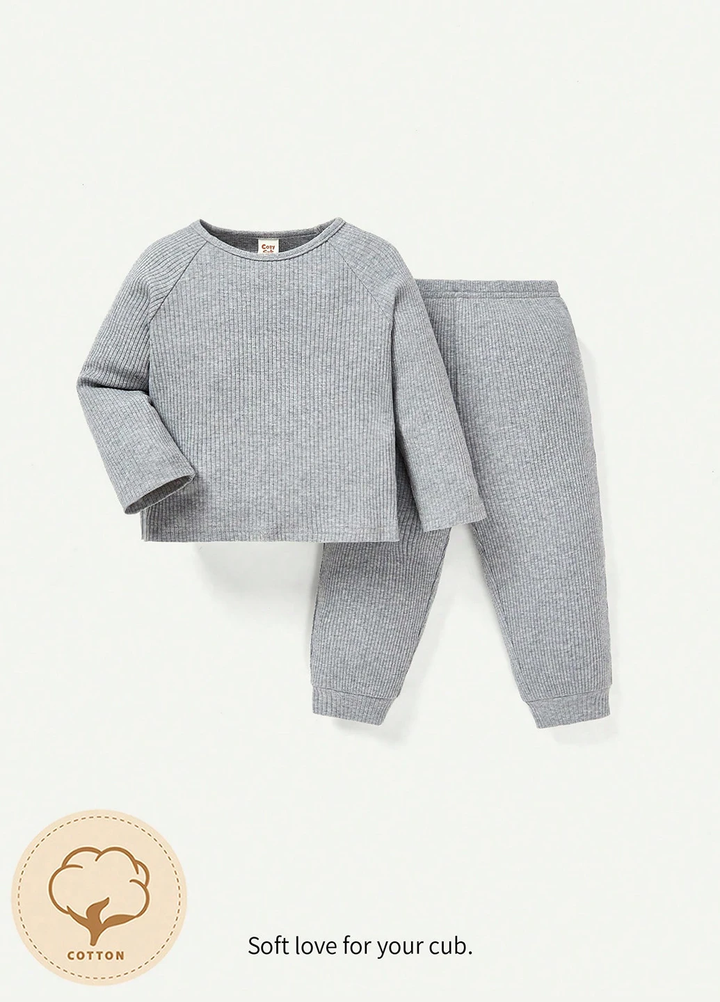 Серый демисезонный костюм (лонгслив, брюки) брючный SHEIN