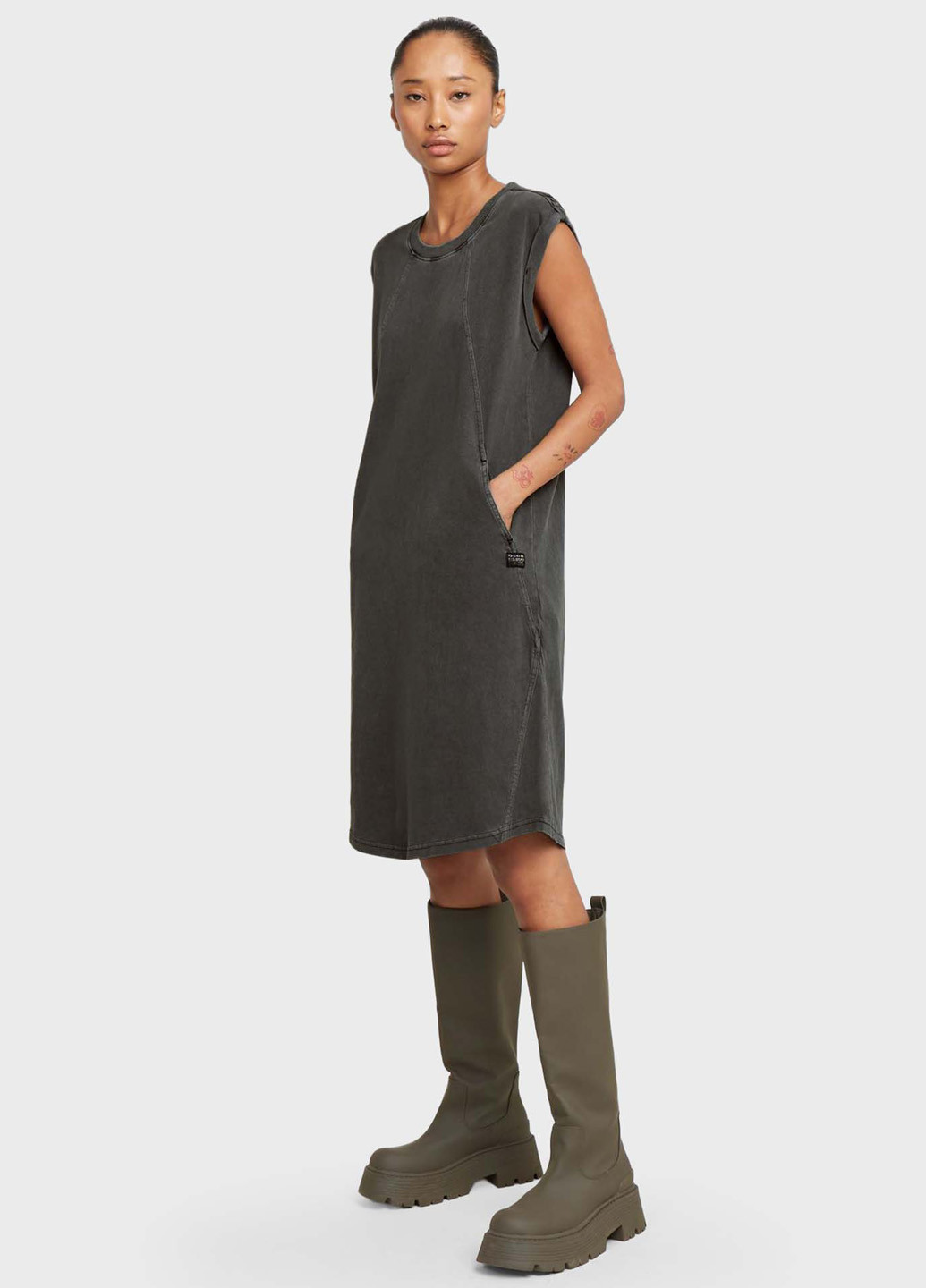 Темно-серое кэжуал платье платье-майка G-Star Raw тай-дай