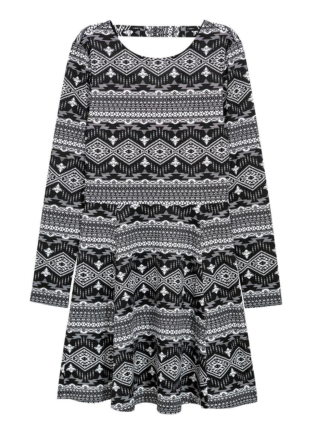 Черно-белое кэжуал сукня клеш H&M с орнаментом