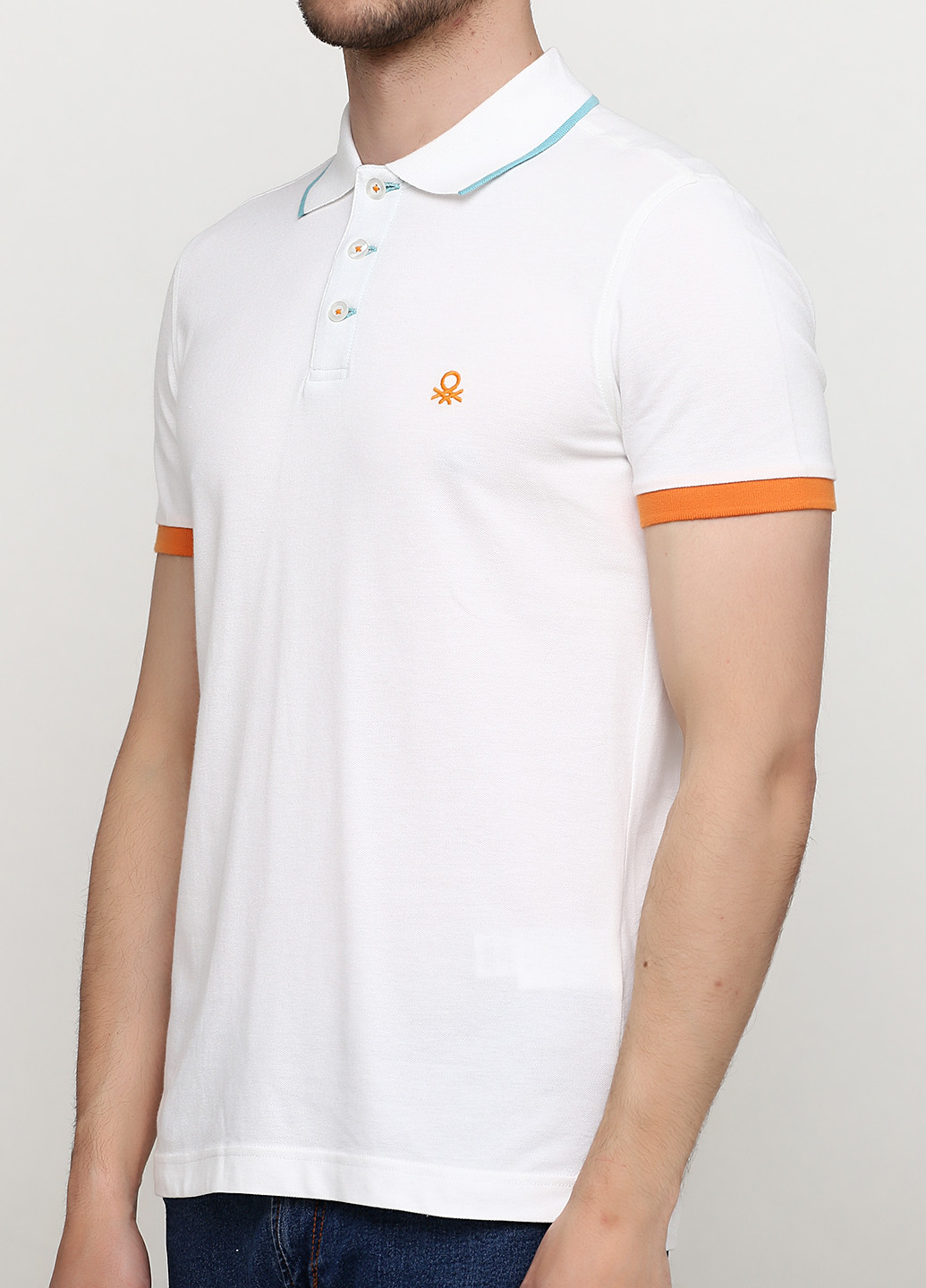 Белая футболка-поло для мужчин United Colors of Benetton с логотипом