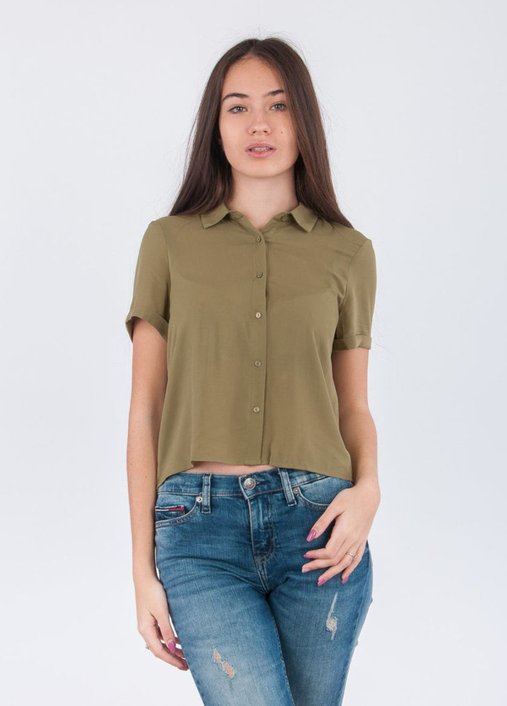 Оливковая (хаки) летняя блуза Pull&Bear
