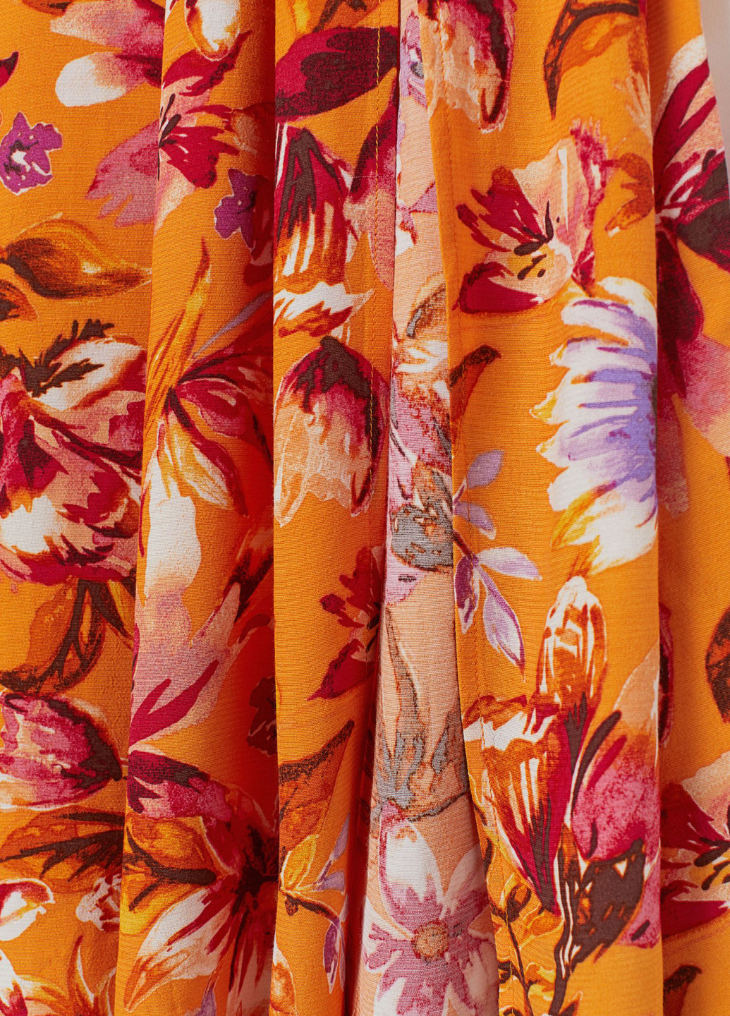 Оранжевая кэжуал цветочной расцветки юбка H&M клешированная