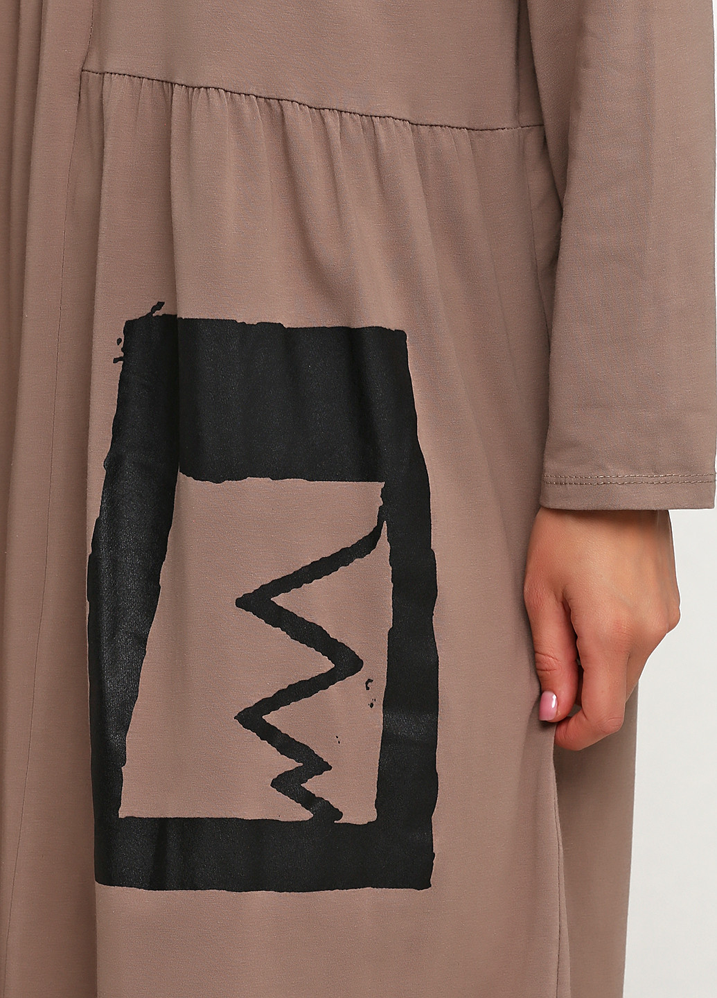 Темно-бежева кежуал сукня оверсайз Italy Moda з малюнком