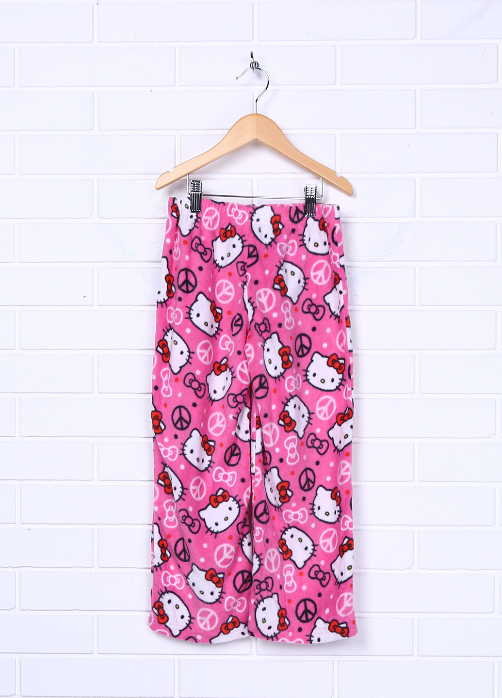 Розовые домашние демисезонные со средней талией брюки Hello Kitty