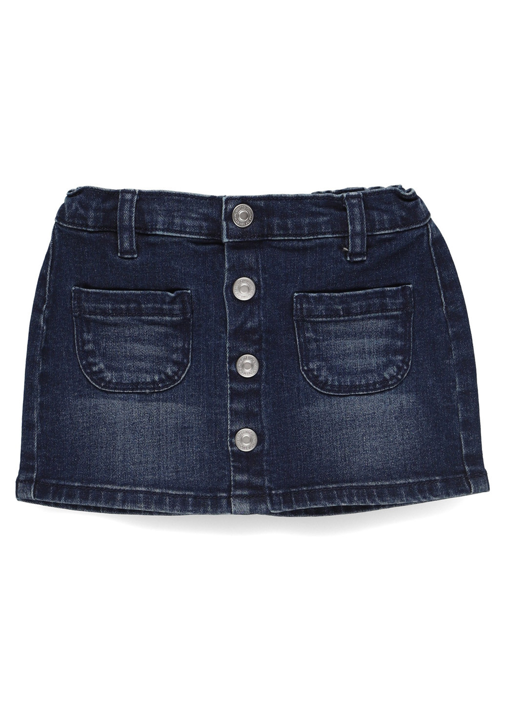 Темно-синяя джинсовая однотонная юбка United Colors of Benetton а-силуэта (трапеция)