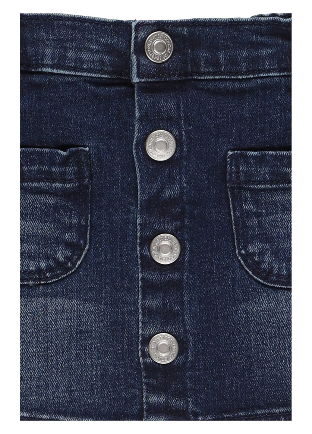 Темно-синяя джинсовая однотонная юбка United Colors of Benetton а-силуэта (трапеция)