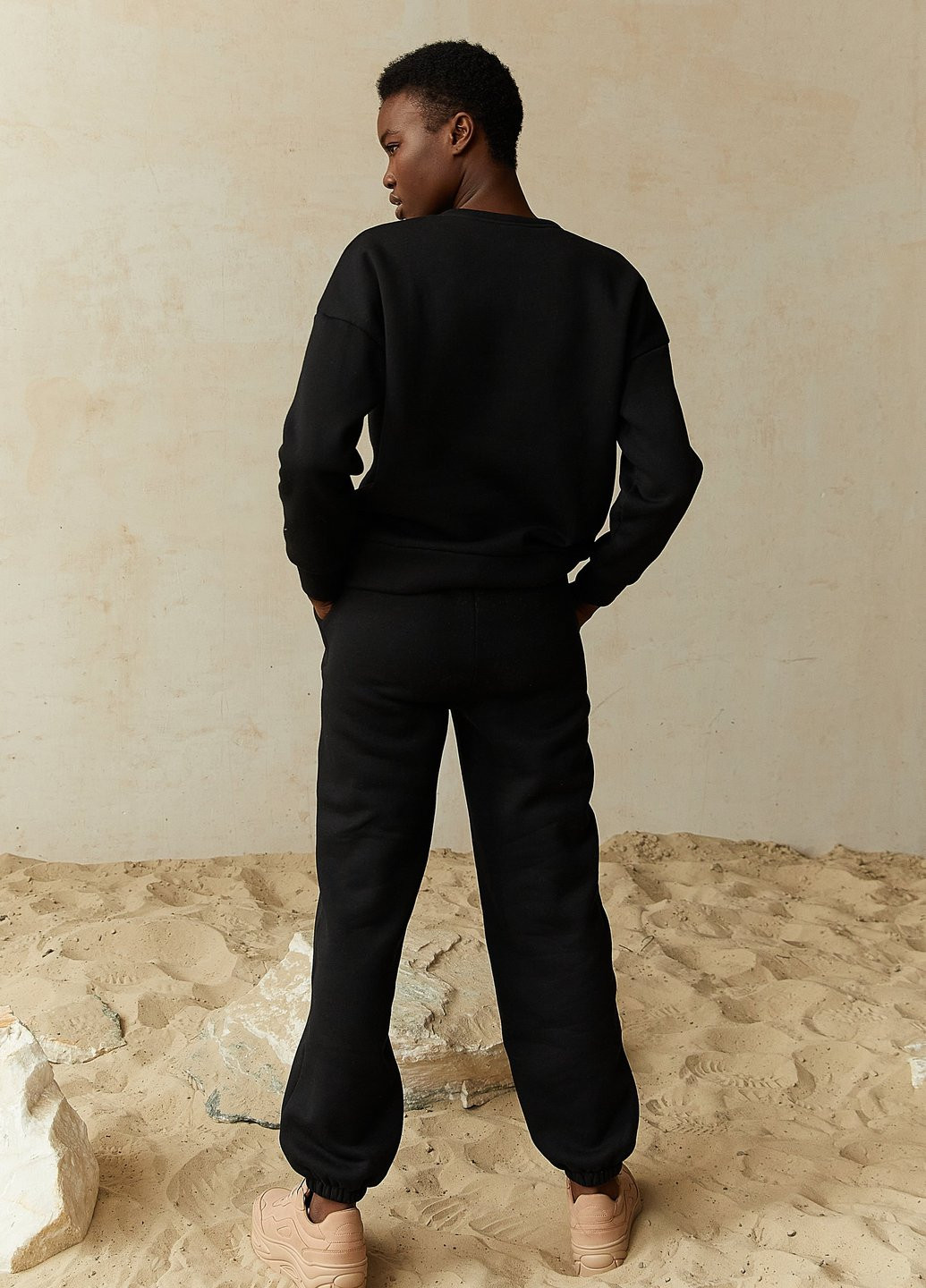 Чорний костюм на флісі з брюками Gepur (251168226)