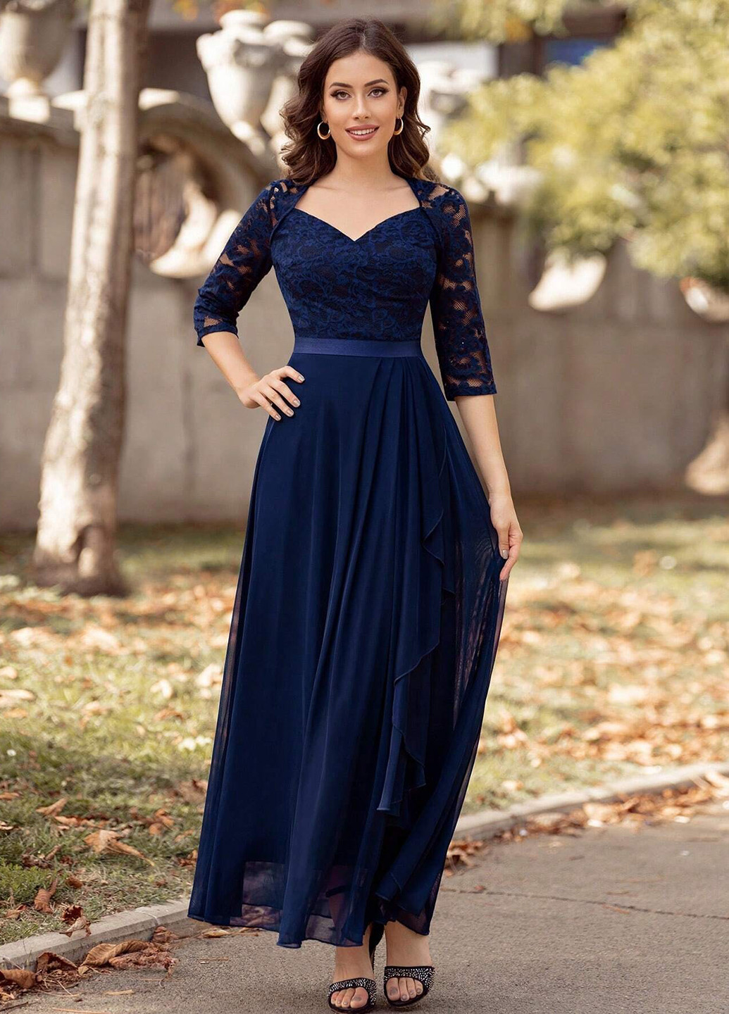 Темно-синя вечірня, кежуал сукня SHEIN однотонна