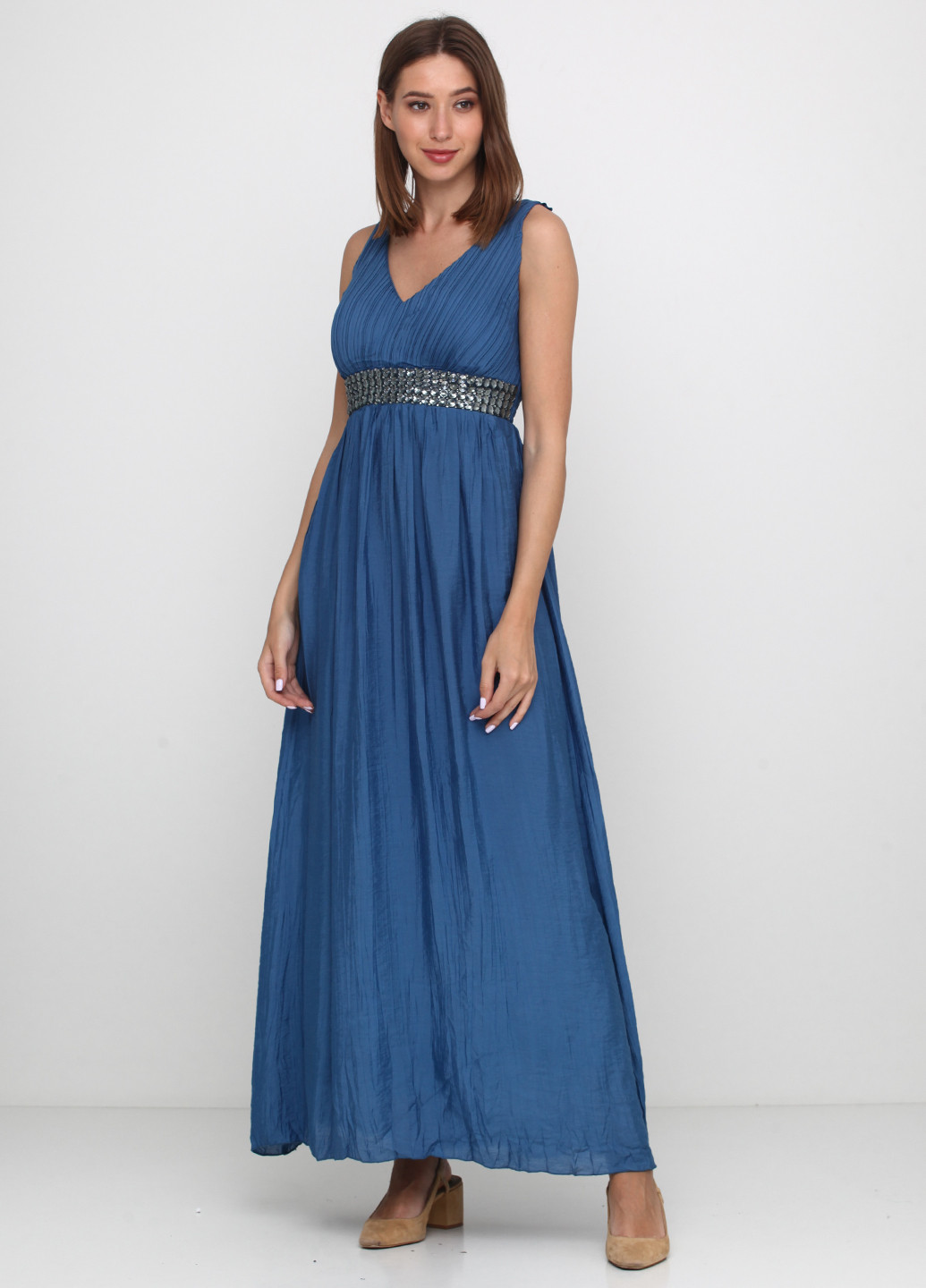 Синее вечернее платье в греческом стиле Whole Folks однотонное