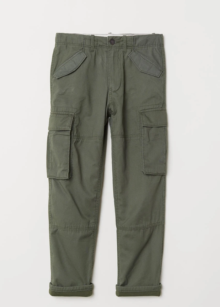 Хаки кэжуал демисезонные брюки H&M