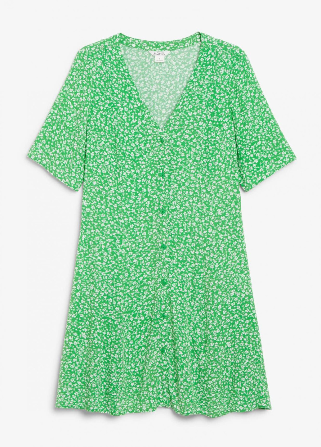 Зеленое коктейльное платье рубашка Monki с цветочным принтом