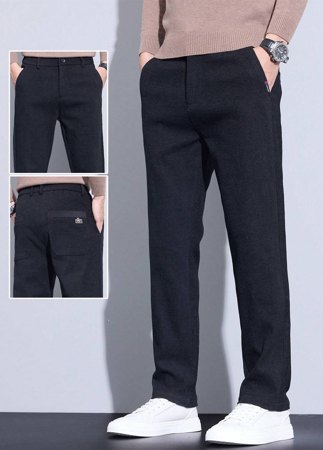 Черные кэжуал демисезонные прямые брюки SHEIN