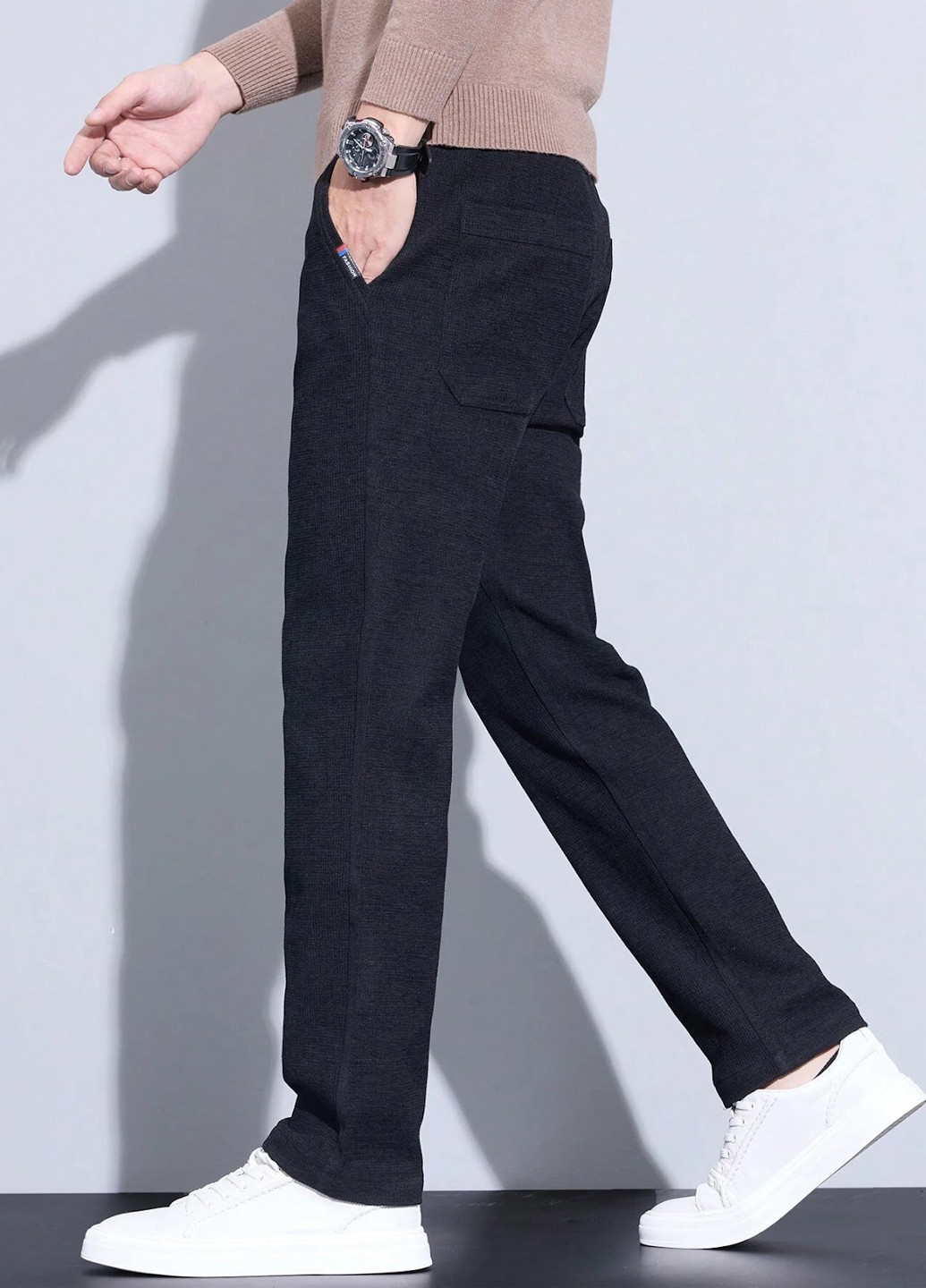 Черные кэжуал демисезонные прямые брюки SHEIN