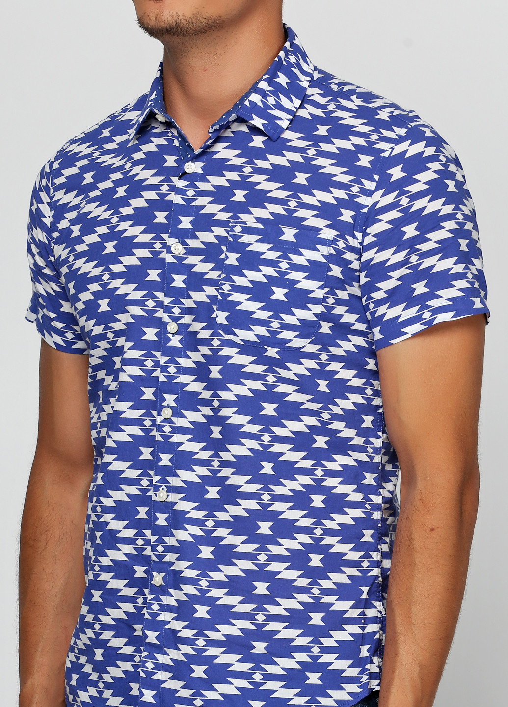 Синяя кэжуал рубашка с абстрактным узором OVS с коротким рукавом